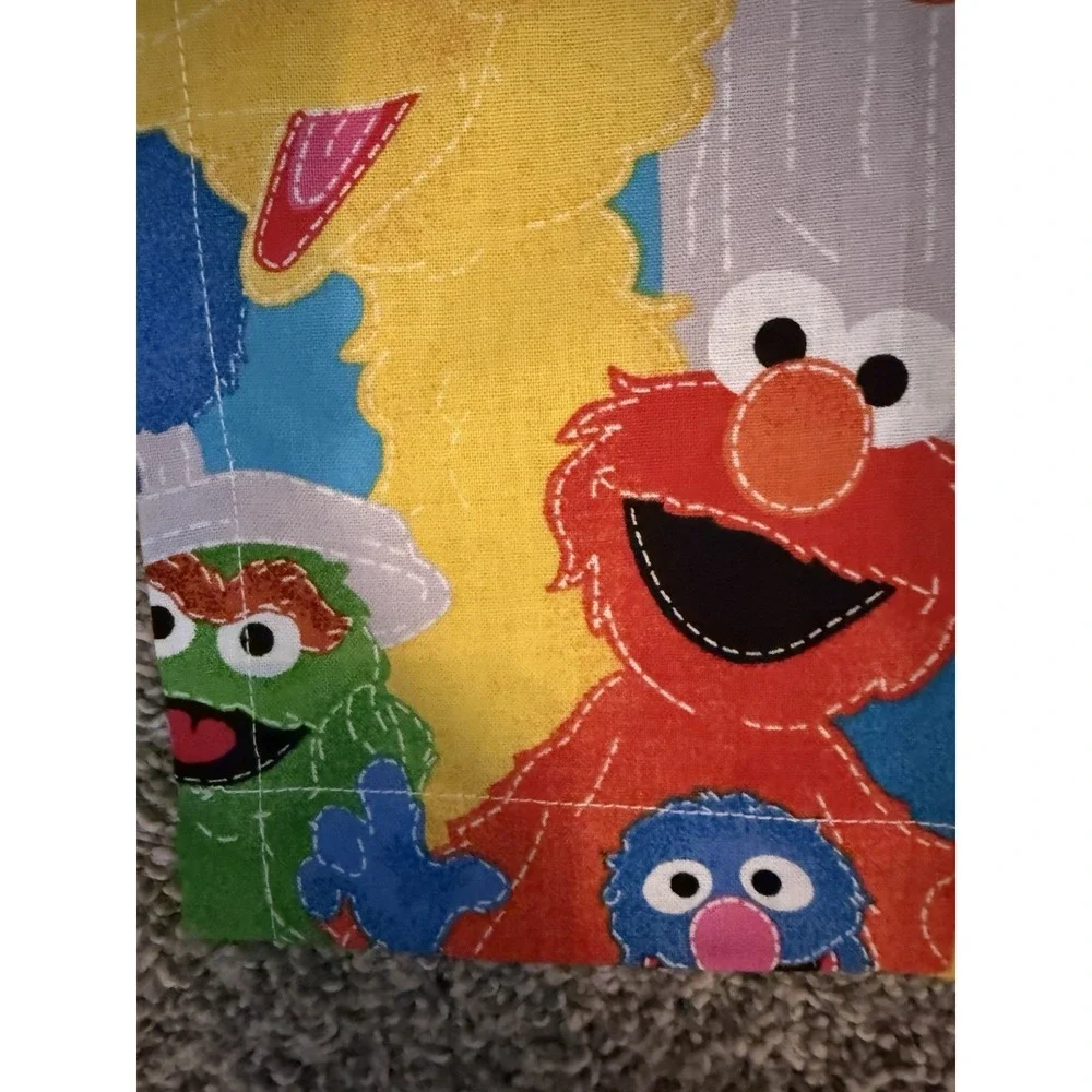 Rare Homemade Sesame Street Double Curtain And Valance Or Fabric 75x73 Val. 80